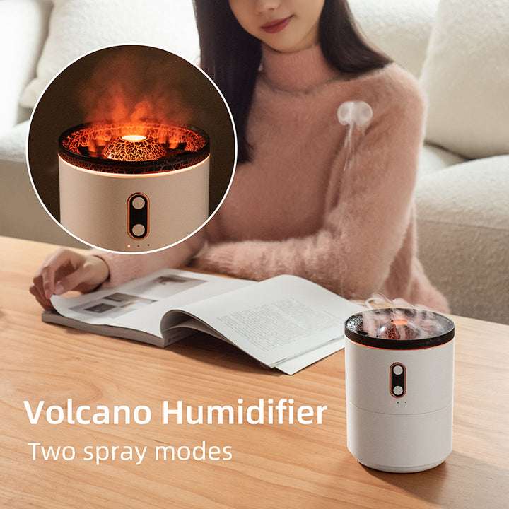 Volcano Flame Diffuser, Jellyfish Mist Humidifier Night Light