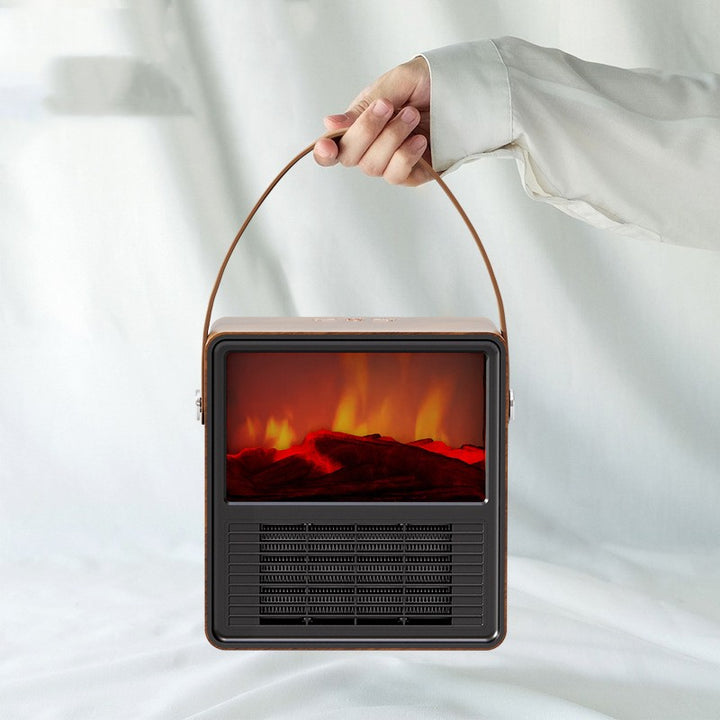 Wood grain fireplace style ceramic heater