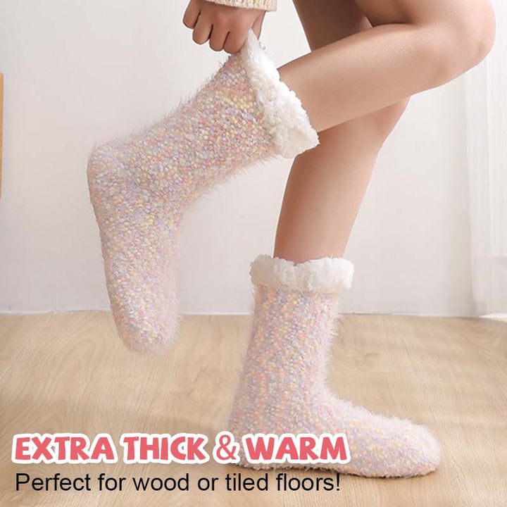 Colverro™ Sherpa-Lined Slipper Socks with Non-Slip Silicone Grippers
