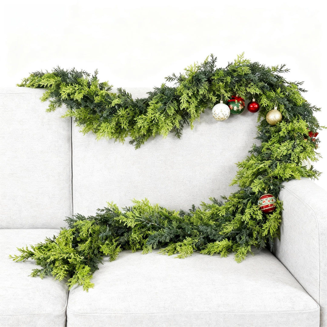 Green artificial Norfolk pine garland