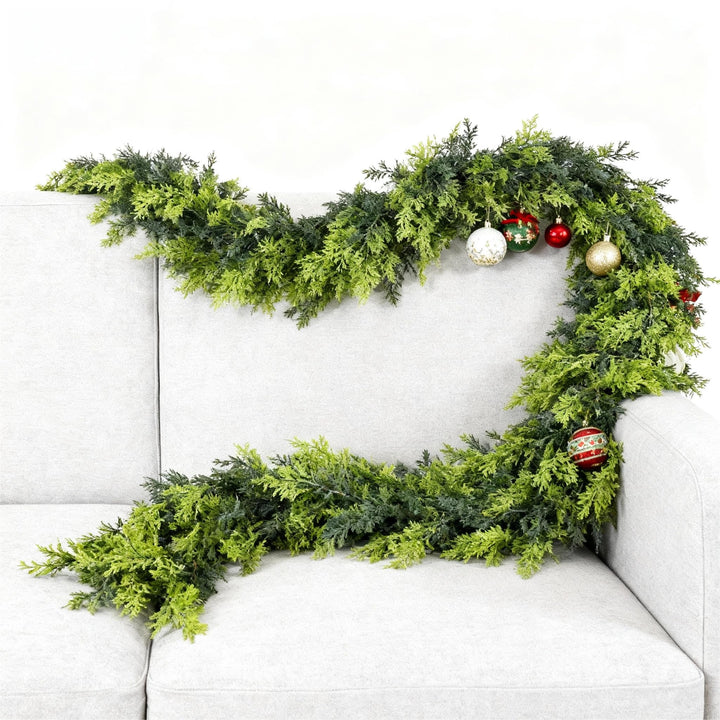 Green artificial Norfolk pine garland