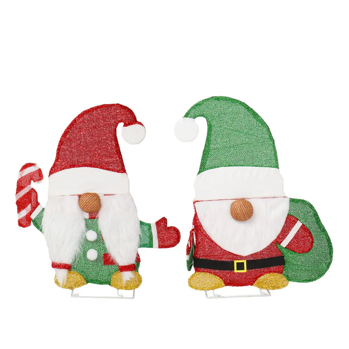 Colverro Set of 2 Lighted Christmas Gnomes with 80 Warm LEDs