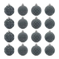 Gray velvet ball ornaments with silver caps