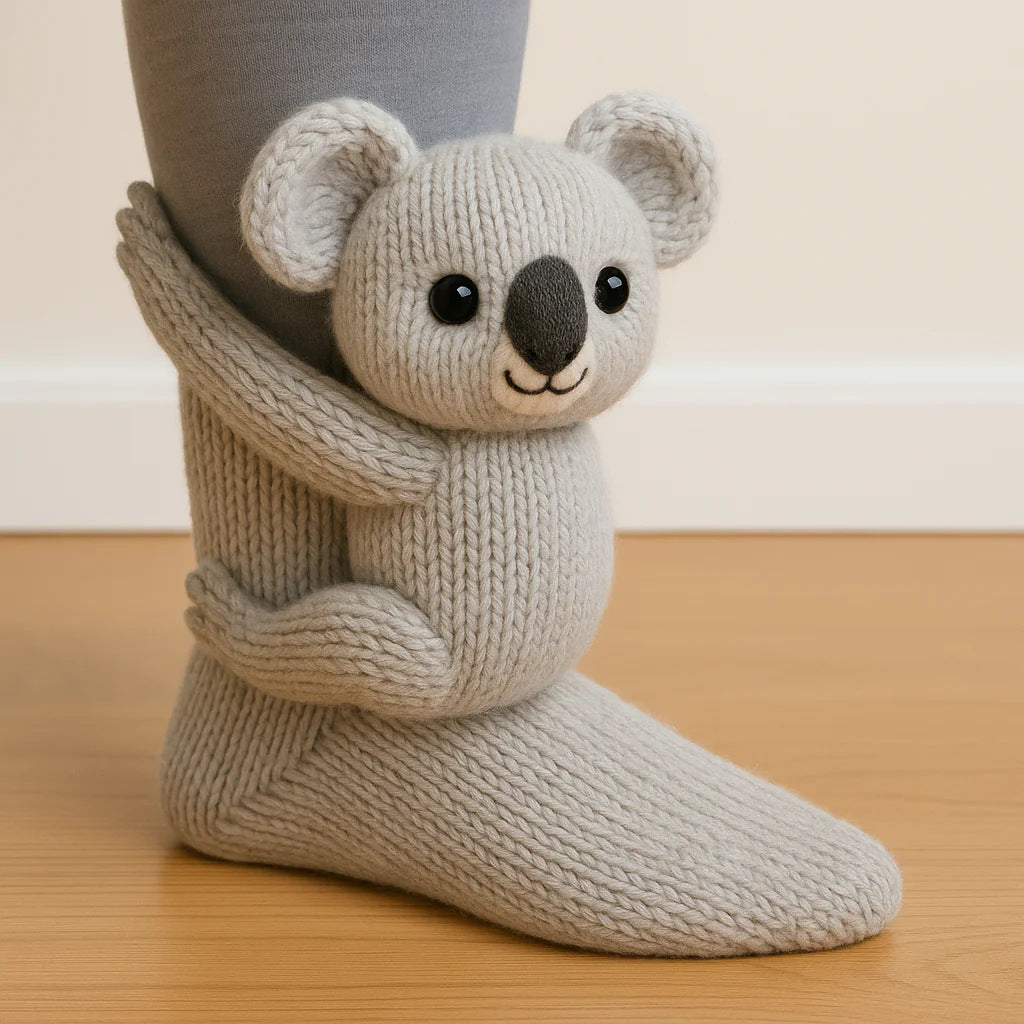 Socks with 3D crochet sloth on ankle