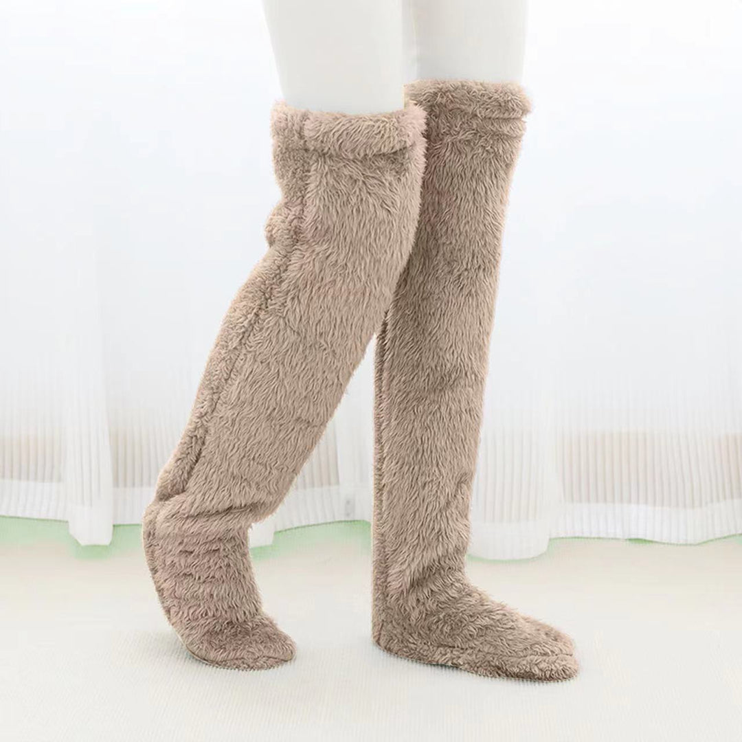 Fuzzy lilac over-the-knee plush socks