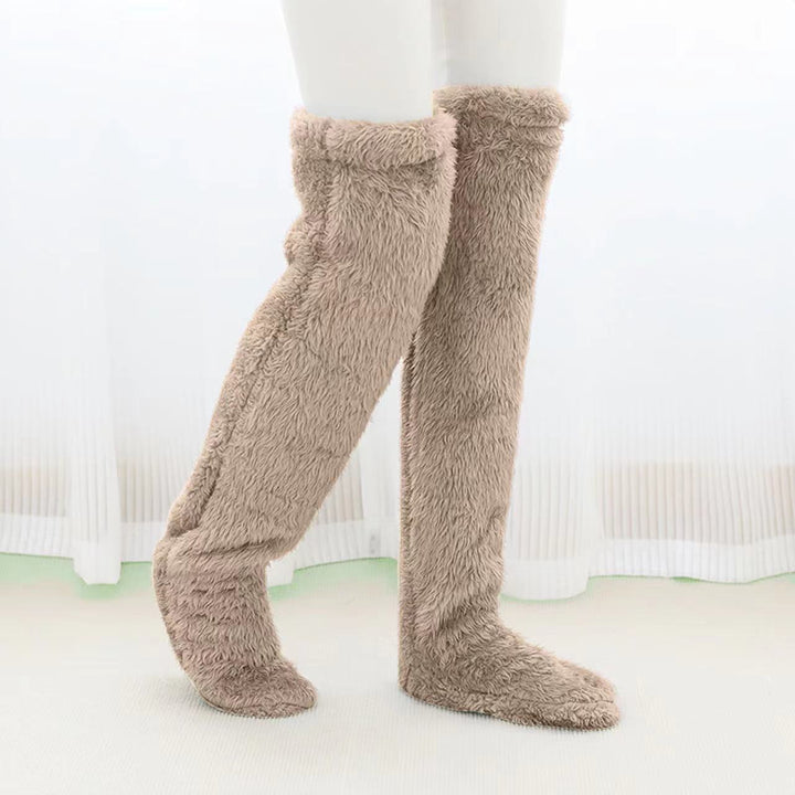 Fuzzy lilac over-the-knee plush socks