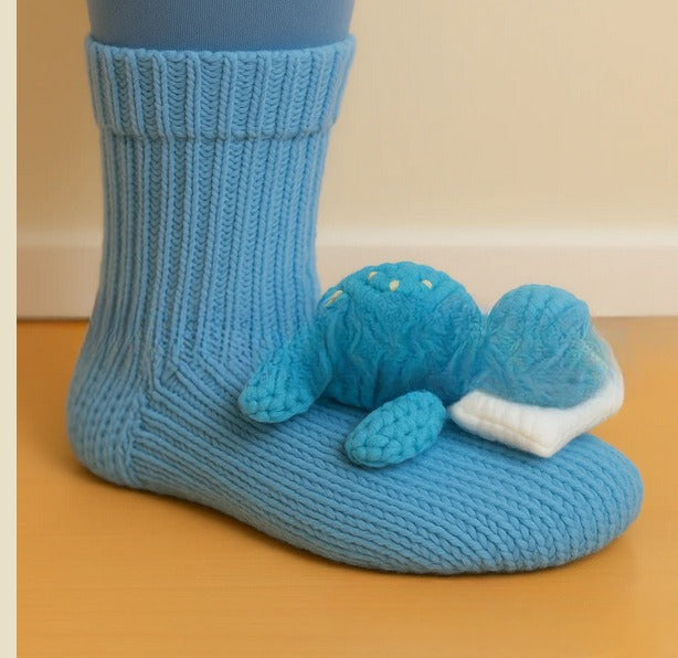 Socks with 3D crochet sloth on ankle