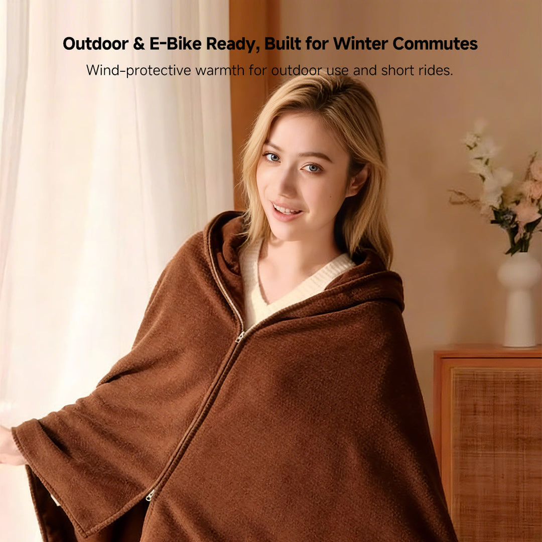 Colverro™ Hooded USB Heated Shawl with Zipper and 3 Heat Settings