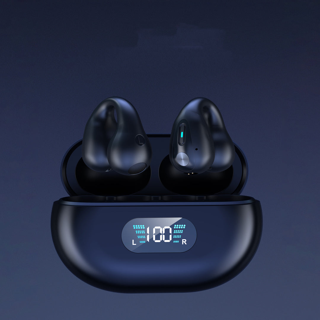 Open-ear clip-on wireless earbuds and case