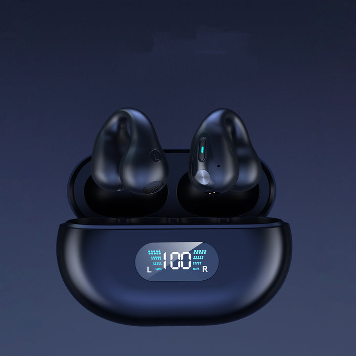 Open-ear clip-on wireless earbuds and case