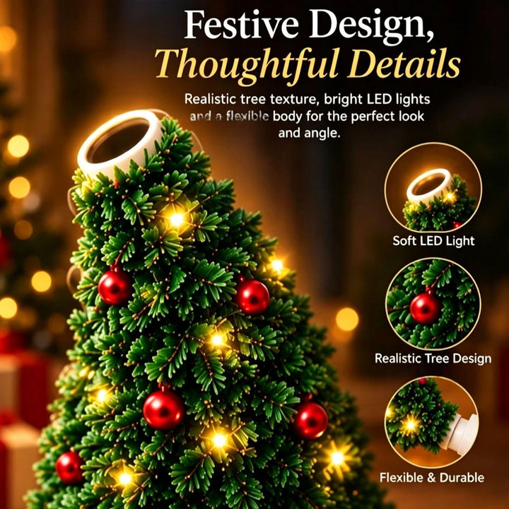 Glowing mini Christmas wreath lamp projecting patterns