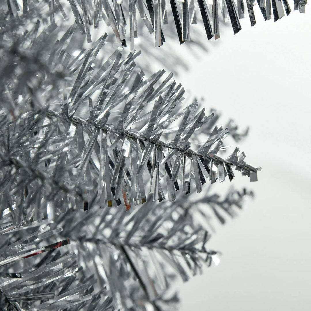 Tall silver slim pencil Christmas tree