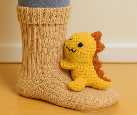 Socks with 3D crochet sloth on ankle