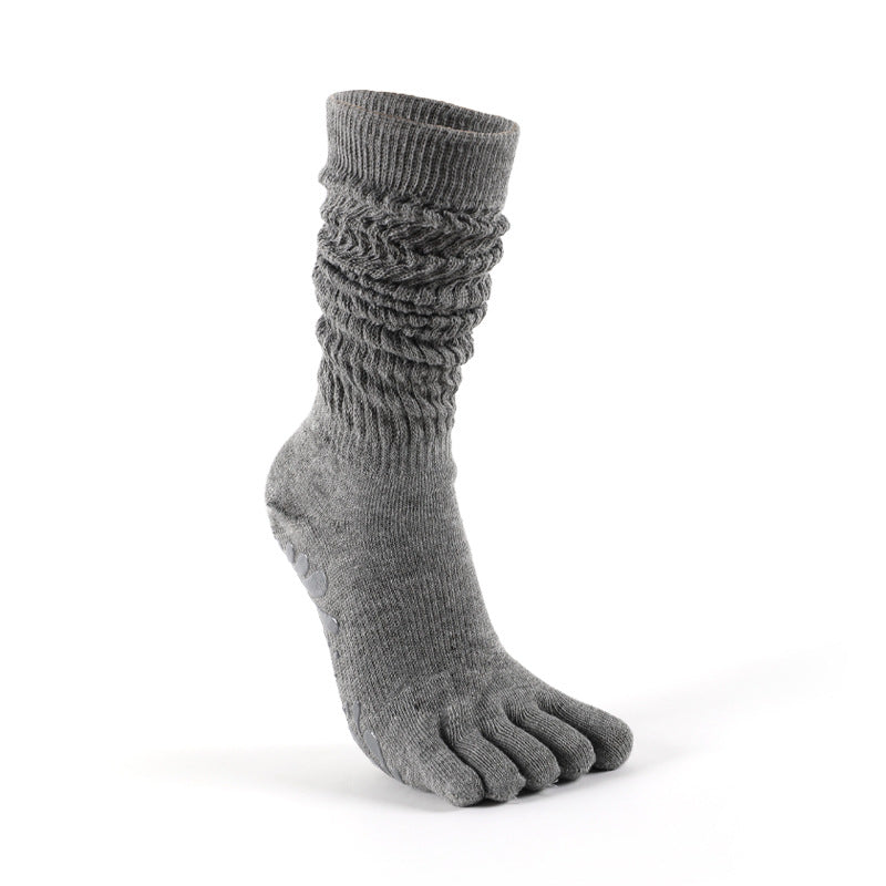 White slouchy toe socks with grip dots