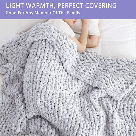 Colverro™ Hand-Knit Chenille Chunky Blanket for Couch, Bed and Sofa