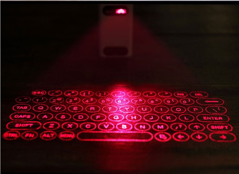 Laser projection keyboard on a table