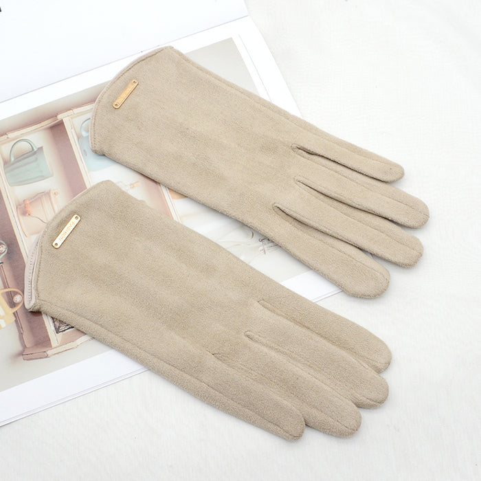Colverro Women's Faux Suede Touchscreen Gloves with Gold Bar