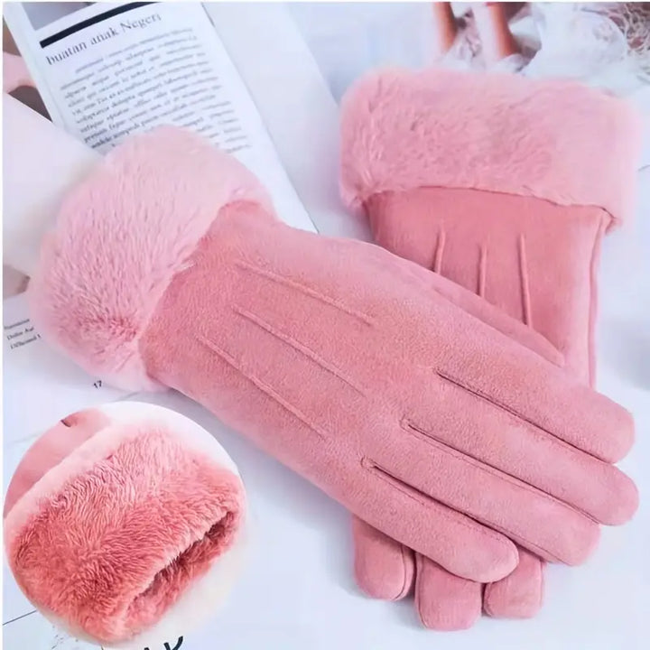 Colverro™ Velvet-Lined Suede Winter Gloves with Plush Cuff