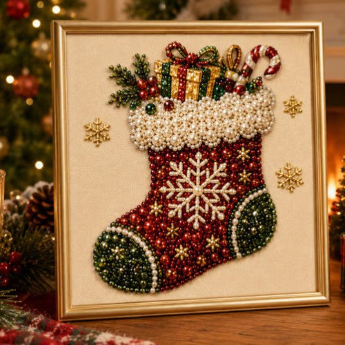 Christmas pearl diamond painting of Santa