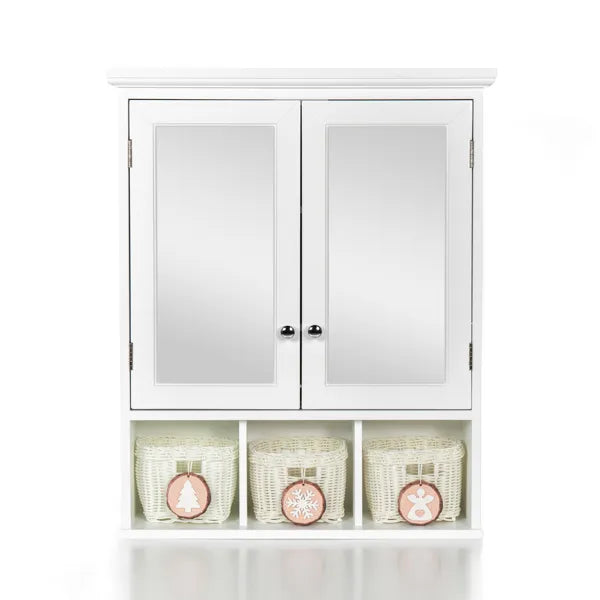 Colverro Wall Mirror Cabinet with 2 Doors and 3 Storage Baskets