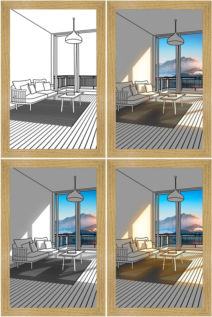 LED light painting of sunlit room