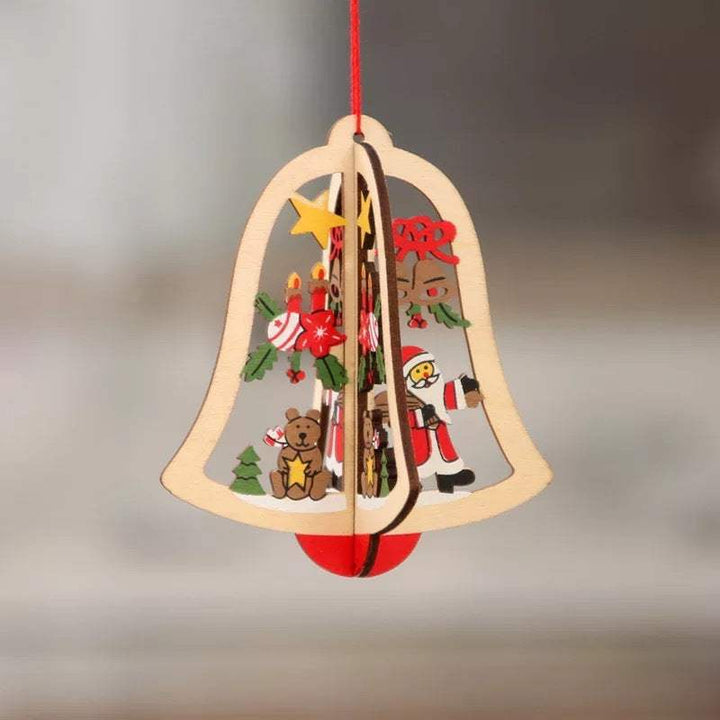 Colverro™ Laser-Cut 3D Wooden Christmas Ornaments – Star, Bell &amp; Bear