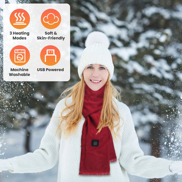 Heated Scarf with 3 Heat Settings, Soft USB Neck Warmer