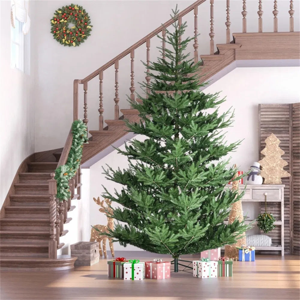 Tall realistic Nordic pine Christmas tree unlit