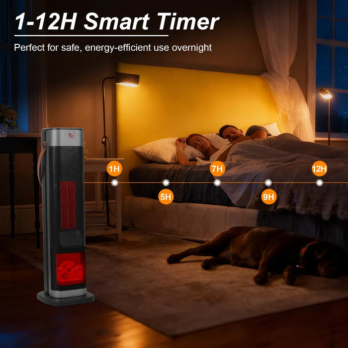 Colverro Portable 1500W Tower Heater with 3D Flame Effect and Remote