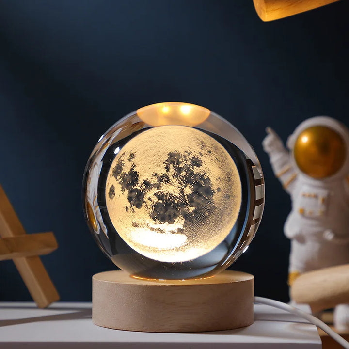 Colverro™ Crystal Ball Night Light Projector with Music and Wood Base