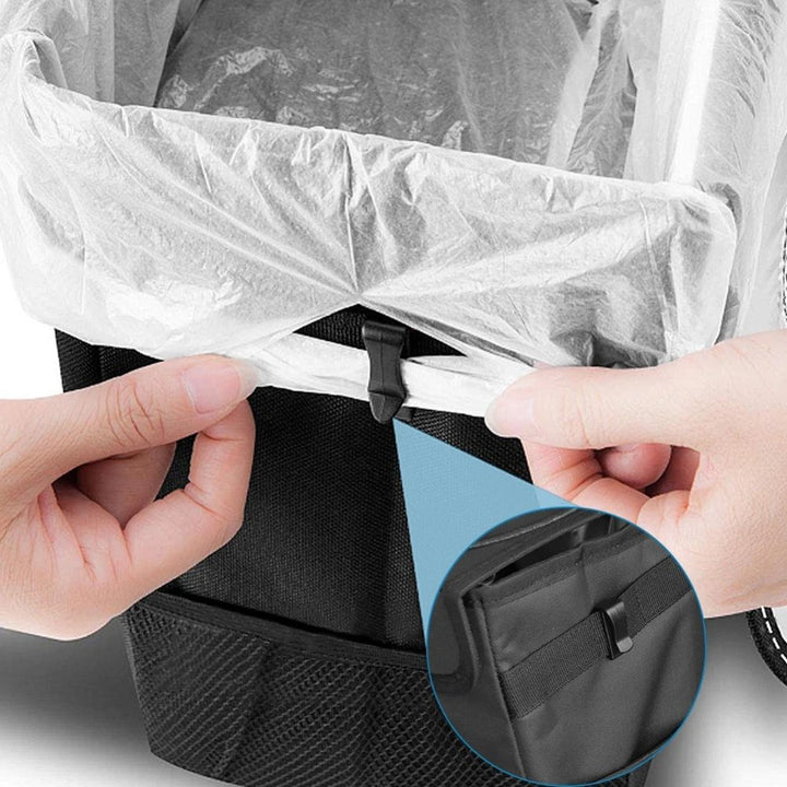 Colverro™ Hanging Waterproof Car Trash Can with Lid and Storage Pockets