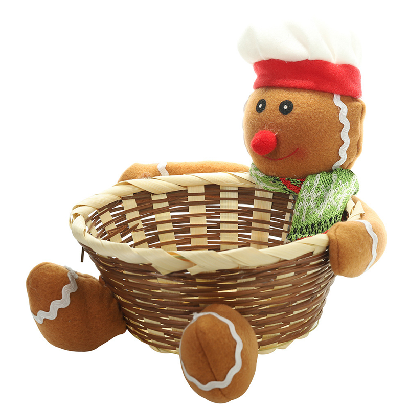 Colverro™ Woven Christmas Candy Basket with Embroidered Characters