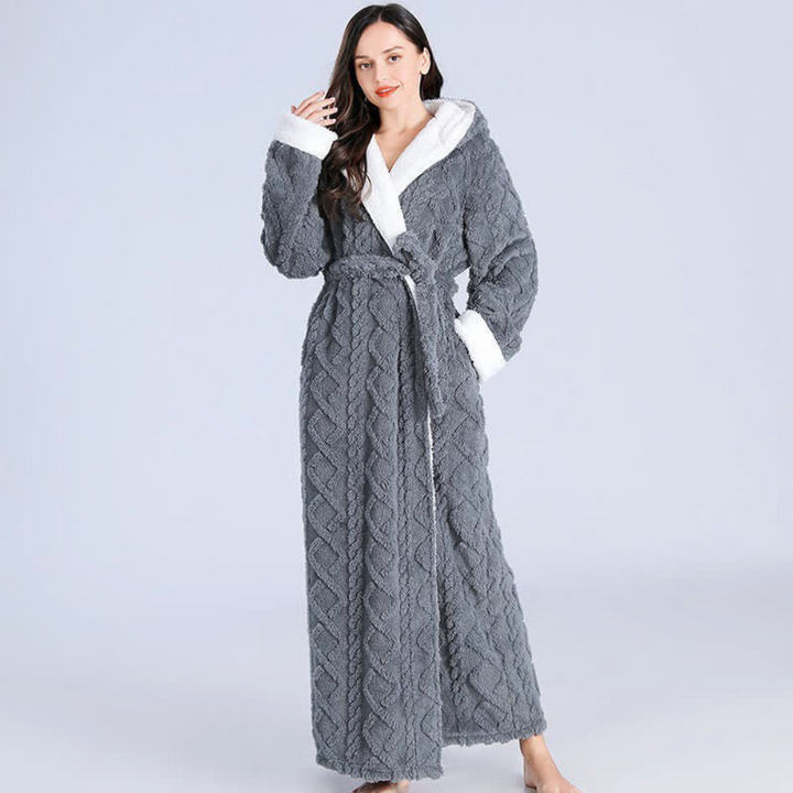 Colverro™ Long Plush Hooded Robe with Two Large Front Pockets