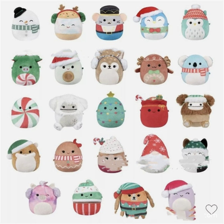Christmas advent calendar box with mini plush characters