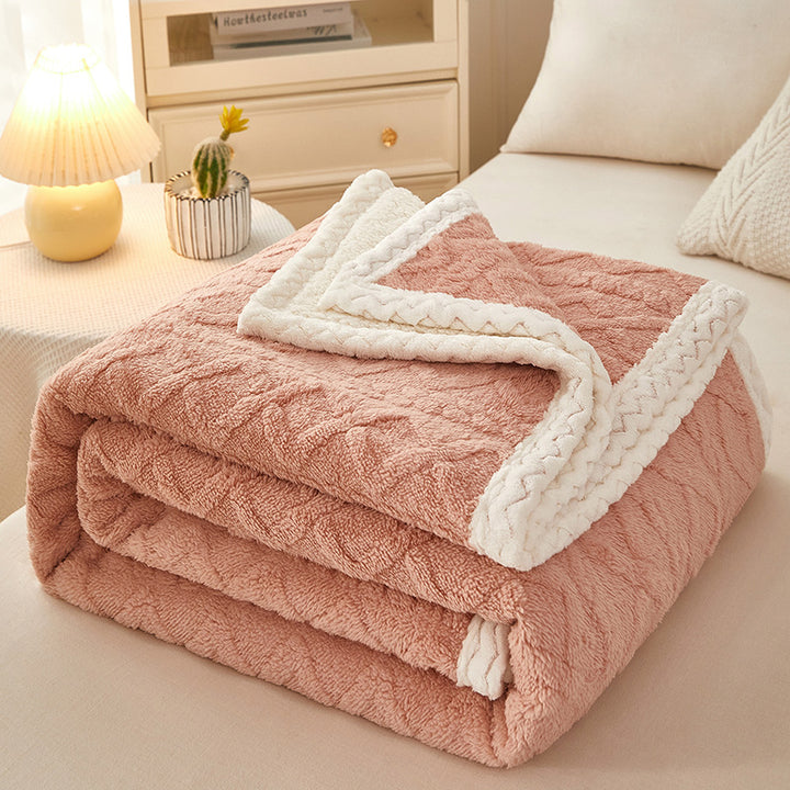 Thick coral fleece sherpa blanket folded