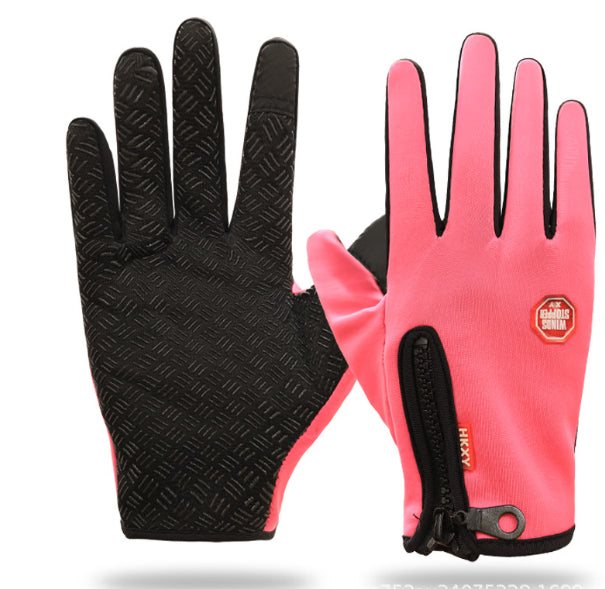 Black touchscreen winter gloves with zip cuff