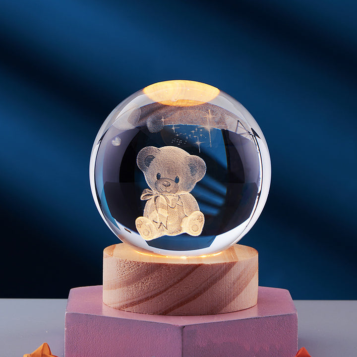 3D Crystal Ball Night Light, Solar System and More, 6 or 8 cm