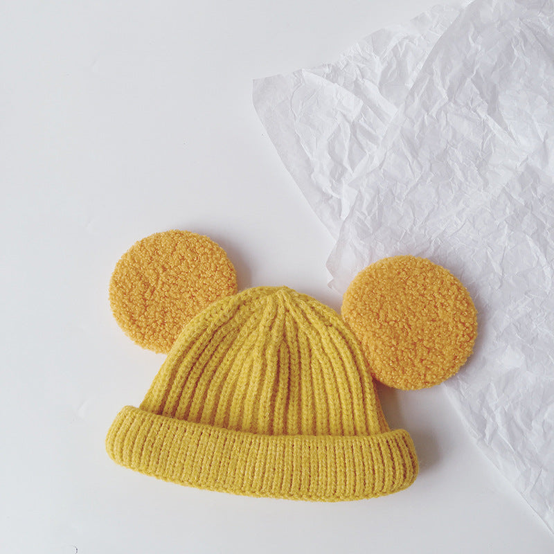 Kids knit beanie with fluffy teddy ears