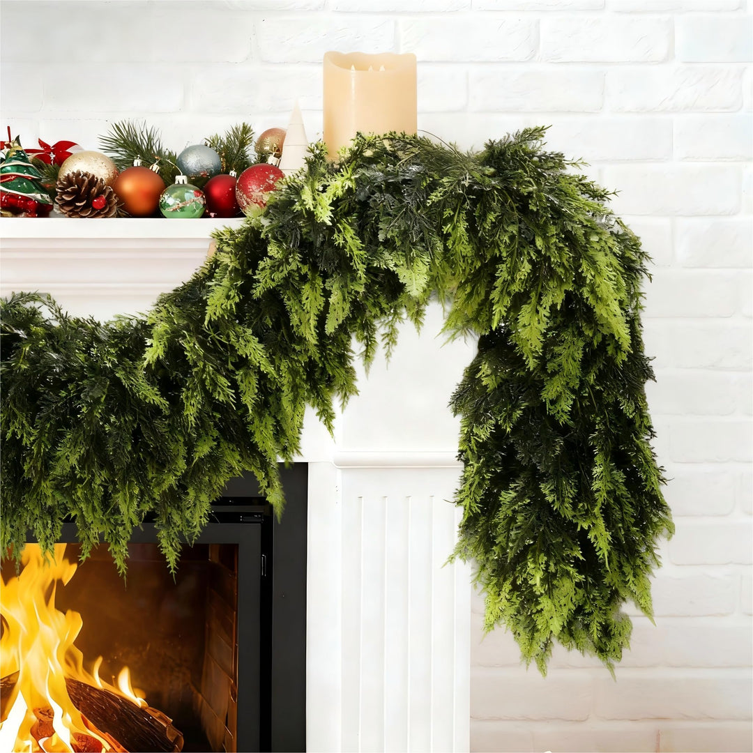 Green artificial Norfolk pine garland
