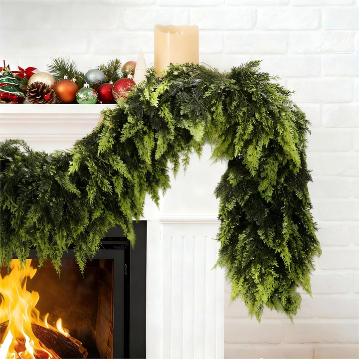 Green artificial Norfolk pine garland