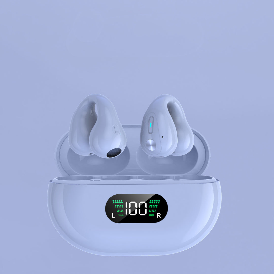 Open-ear clip-on wireless earbuds and case
