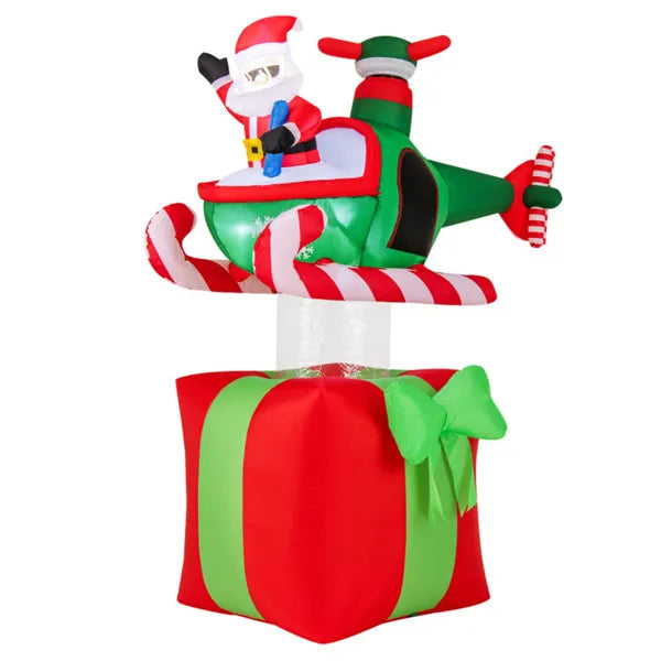 Inflatable Santa flying helicopter on gift