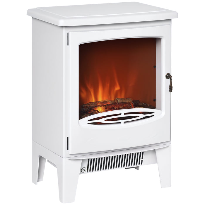 Colverro White Electric Fireplace Stove with LED Flames and Door
