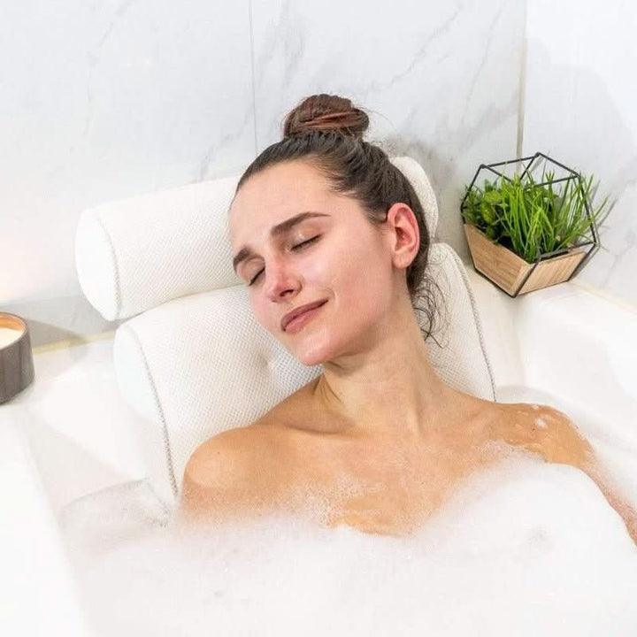Colverro™ Ergonomic Bath Pillow with Suction Cups for Neck and Head