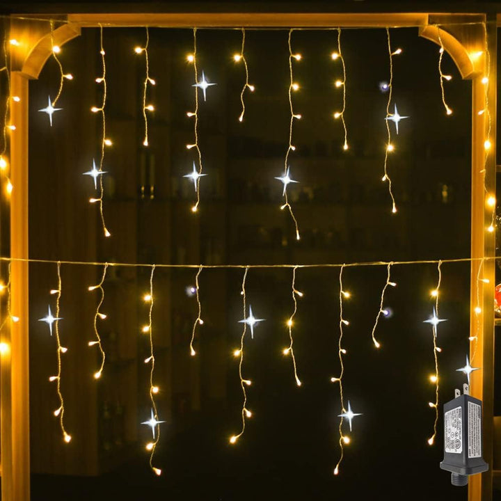 Colverro™ Warm White LED Icicle Curtain Lights, Weather Resistant