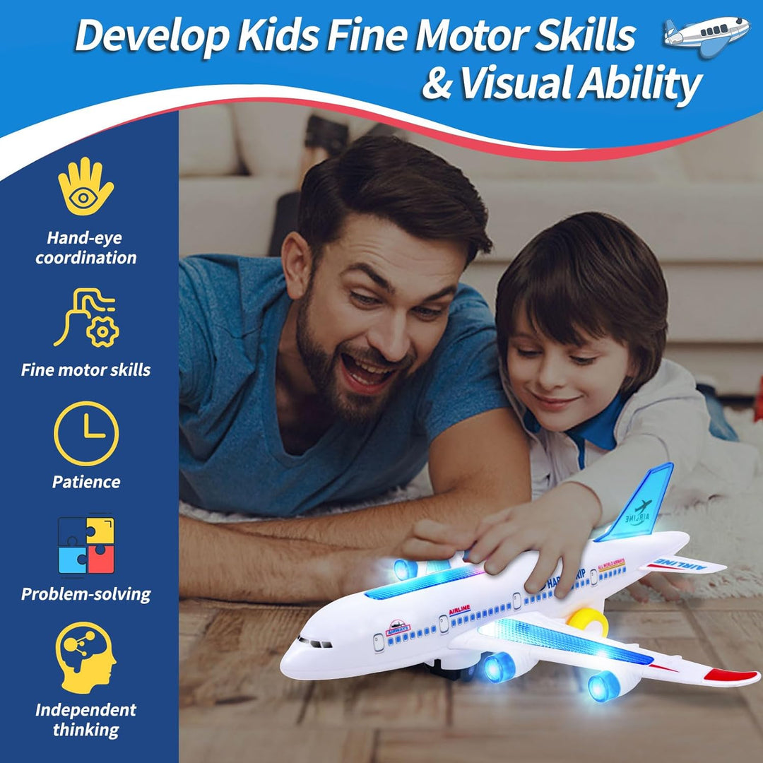 Colverro™ Electric Toy Airplane with Lights, Sounds and Bump-and-Go Action