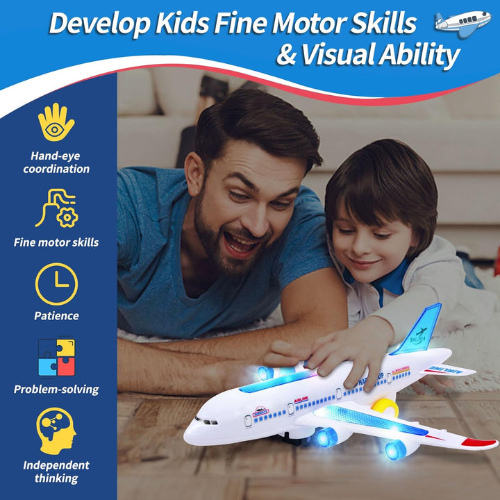 Colverro™ Electric Toy Airplane with Lights, Sounds and Bump-and-Go Action