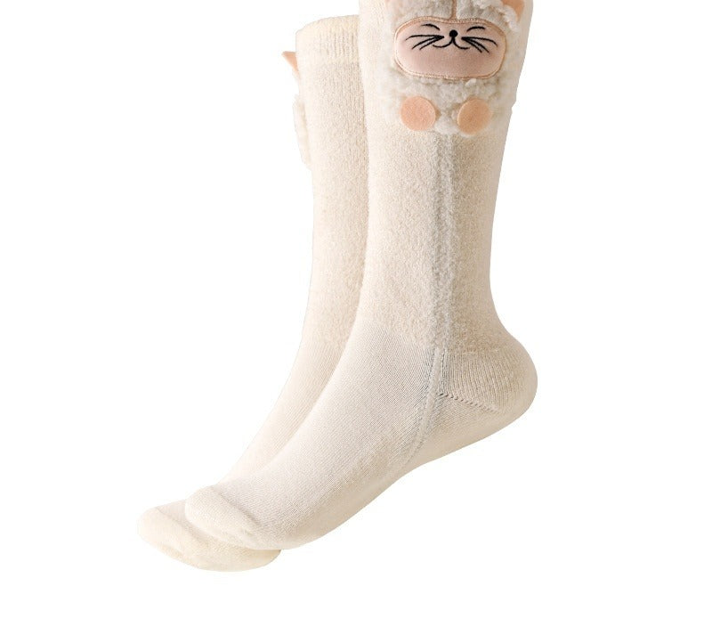Heated socks with 3D cartoon cat