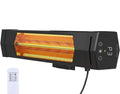 Black infrared heater mounted on a patio wall