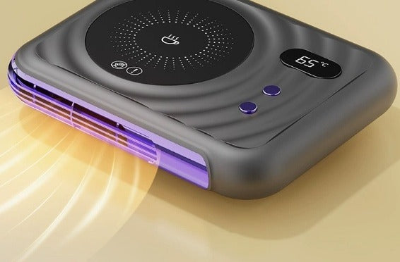 Beige mug warmer with warm air hand warmer